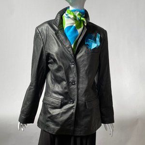 Black Genuine Leather Jacket by Ferrar - sz Med